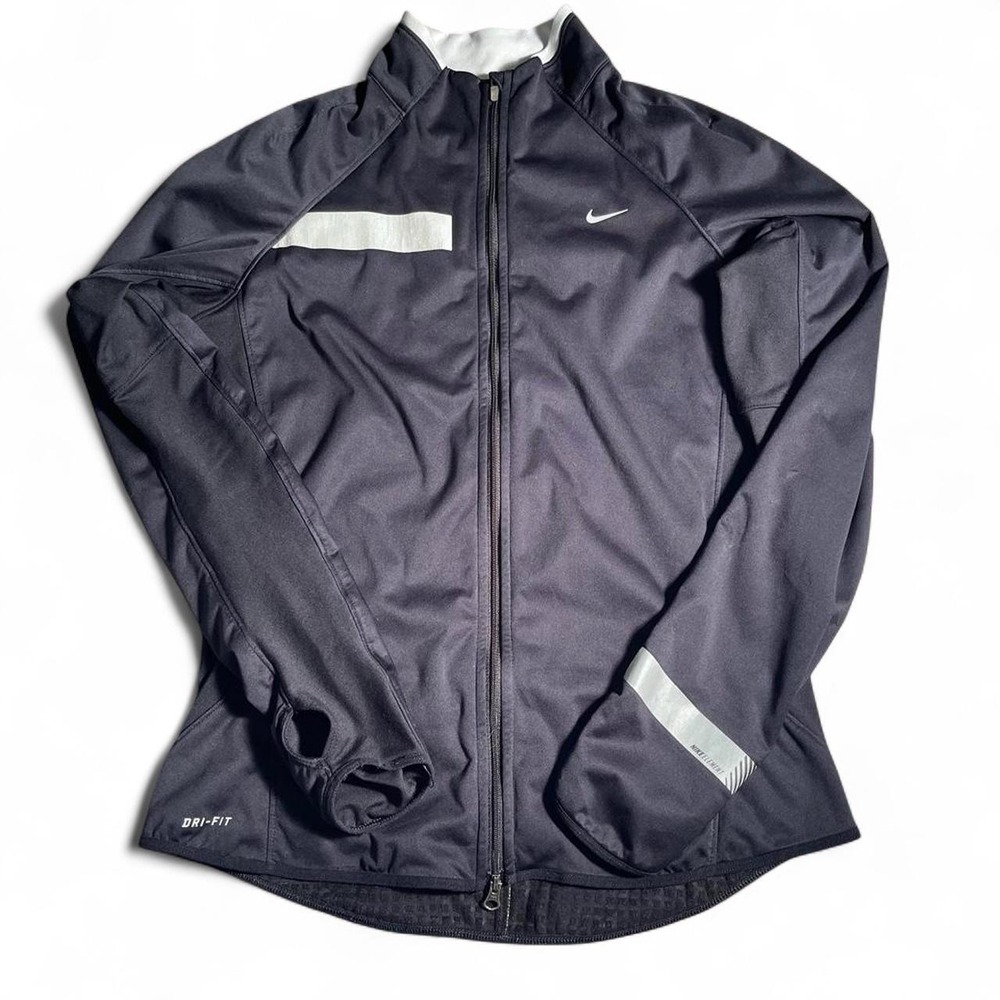 Nike Element Dri-FIT Running Jacket Womens Medium Black Full Zip Reflective Mock - Picture 1 of 3